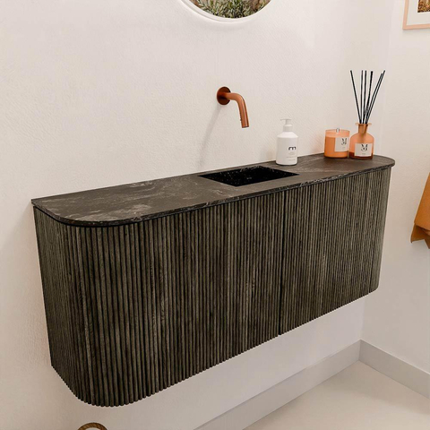 Mondiaz JOYA-DLUX 103.2cm toiletmeubel - ronding links en rechts kleur Shadow - Wastafel FAYE positie Midden Zonder kraangat kleur Lava. SW1422893