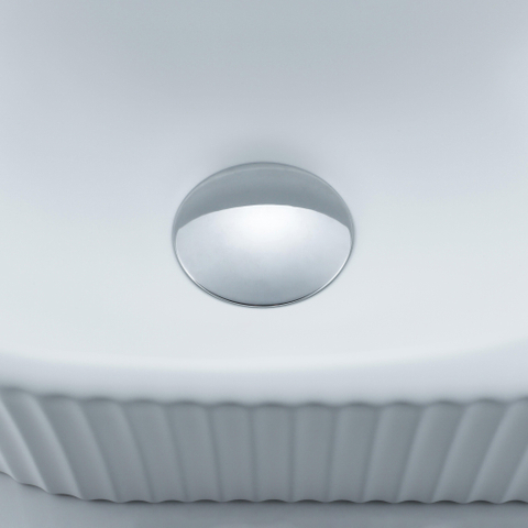 QeramiQ Fuente pack lave-mains – 40 x 21,5 x 12 cm – céramique blanc mat – perçage à droite – robinet chromé – cannelé SW1232877