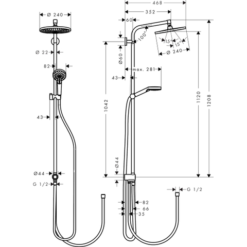 Hansgrohe Crometta s Showerpipe - 240 - 1jet - ecosmart Reno - hoogglans chroom SW73209