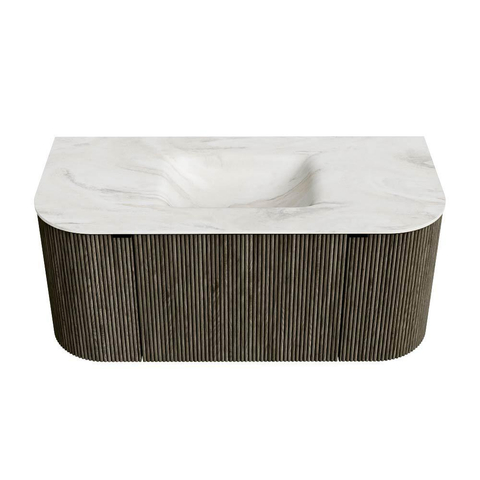 Mondiaz KURVE-DLUX Ensemble de meubles de salle de bains - 100x46x40cm - 1 tiroir - 2 portes - lavabo solid surface - central - 1 trou de robinet - Shadow SW1414422