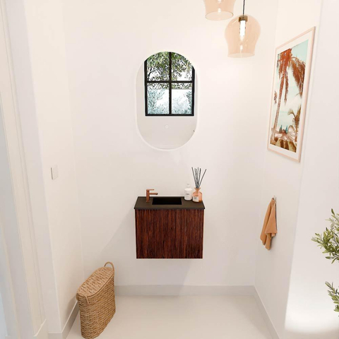 Mondiaz JOYA 50cm meuble de toilette - couleur Ruby - Vasque FAYE position Gauche 1 trou de robinet couleur Urban. SW1421795
