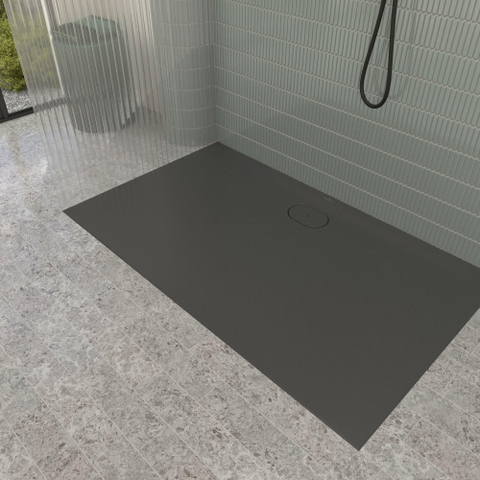 Villeroy & Boch Ecora douchebak - 150x90x3.5cm - afvoer lange zijde - anthracite (antraciet) SW1558881