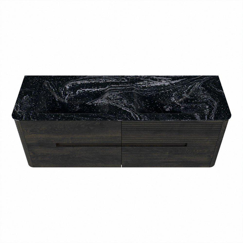 Mondiaz CIRO-DLUX Badkamermeubelset - 140x45x50cm - Solid surface wastafel Lava - 2 wasbak Dubbel - 2 kraangaten - 4 lades - Shadow SW1532276