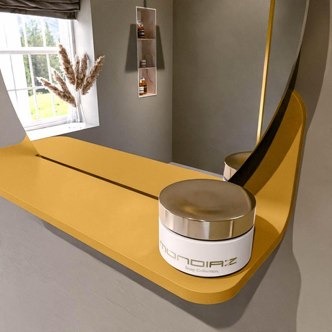 Mondiaz SPOT miroir – Ø 40 cm – avec tablette – Ocher (jaune) SW1235560