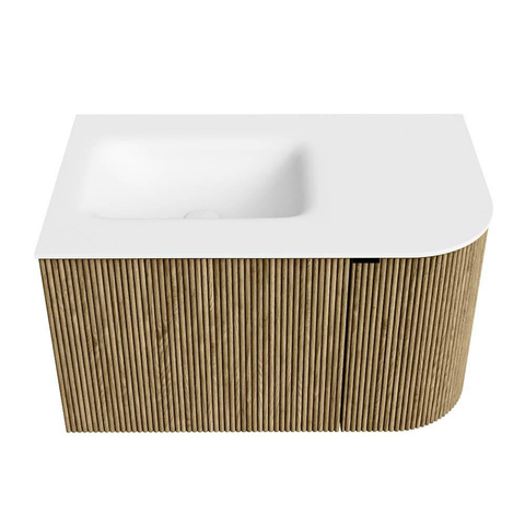 Mondiaz KURVE Ensemble meuble de salle de bains - 75x46x40cm - 1 tiroir - 1 porte - lavabo solid surface - gauche - 1 trou de robinet - Dusk SW1414728