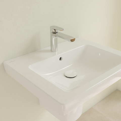 Villeroy & Boch Subway 2.0 wastafel - 60x47cm - 1 kraangat - met overloop CeramicPlus - White Alpine (glans wit) 1024080