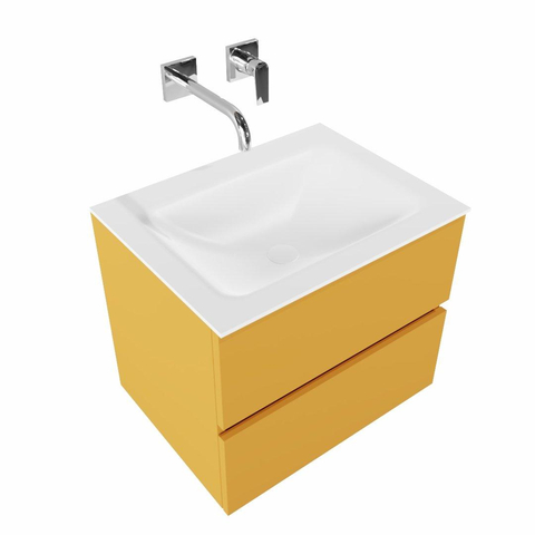 MONDIAZ VICA Ensemble de meuble salle de bain - 60cm - 2 tiroirs - lavabo Cloud au centre - 0 trous de robinet - solid surface ocre SW411090