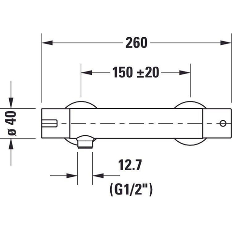 Duravit B.2 Thermostatische douchemengkraan - opbouw - 260x1135x40mm - hoogglans chroom SW500276