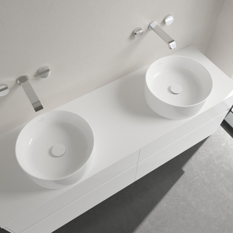 Villeroy & Boch Collaro opzetwastafel - 40x40cm - zonder kraangat - zonder overloop CeramicPlus - White Alpine (glans wit) SW358382