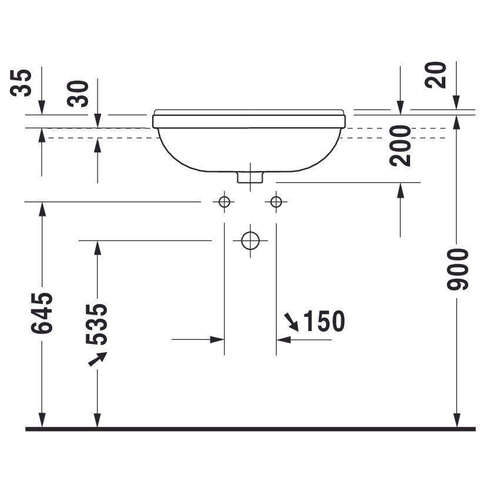 Duravit Starck 3 Philippe Starck - 3 halfinbouw wastafel - 55x46cm - wit 0316415