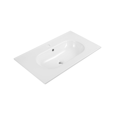 Saniclass Prime Blend Meuble de salle de bain - 80x55x46cm - 1 vasque ovale en céramique blanc - 1 trou de robinet - 2 tiroirs - miroir rectangulaire - noir mat SW917064