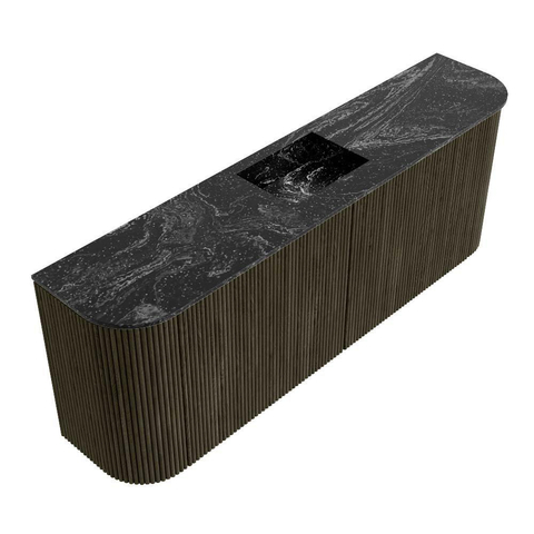Mondiaz JOYA-DLUX 113.2cm meuble de salle de bains - arrondi gauche et droite couleur Shadow - Vasque FAYE position Milieu 1 trou de robinet couleur Lava. SW1422882