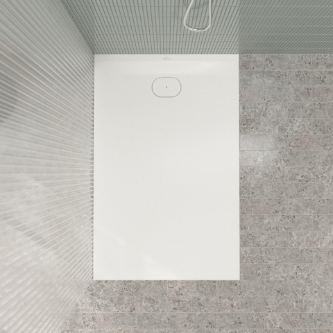 Villeroy & Boch Ecora douchebak - 140x90x3.5cm - afvoer korte zijde - stone white (wit) SW1558909
