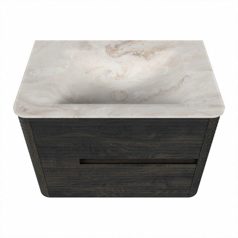 Mondiaz CIRO-DLUX Badkamermeubelset - 70x45x50cm - Solid surface wastafel Frappe - 1 wasbak Midden - zonder kraangaten - 2 lades - Shadow SW1532005