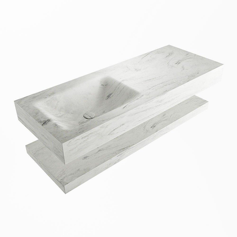 Mondiaz ALAN-DLUX Ensemble de meuble - 120cm - meuble Opalo mat - 0 tiroirs - Lavabo Cloud Opalo suspendu - vasque Gauche - 1 trou de robinet SW809324