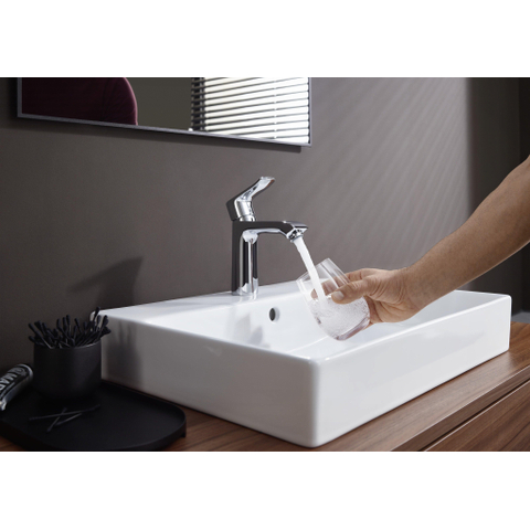 Hansgrohe Metris 1 greeps wastafelkraan - 110 met trekwaste - hoogglans chroom 0450906
