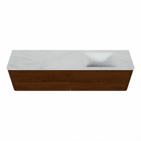 Mondiaz CIRO-DLUX Badkamermeubelset - 190x45x50cm - Solid surface wastafel Opalo - 1 wasbak Rechts - 1 kraangat - 4 lades - Ruby SW1531817