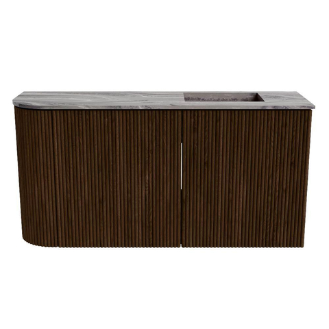 Mondiaz JOYA-DLUX 81.6cm toiletmeubel - ronding links kleur Walnut - Wastafel FAYE positie Rechts 1 kraangat kleur Sombra. SW1424747