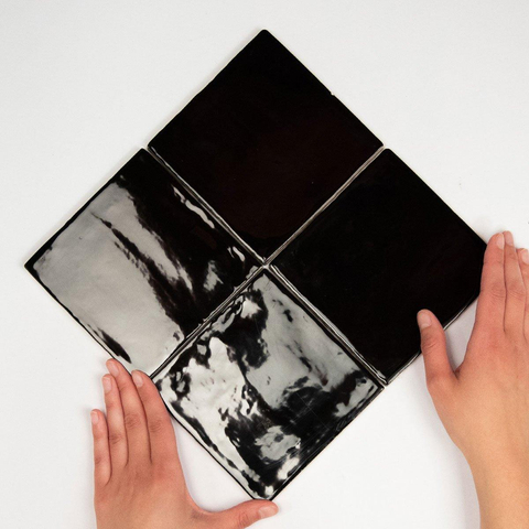 Terravito Viondo carreau mural - 13x13cm - 10mm - carré - noir brillant SW359836