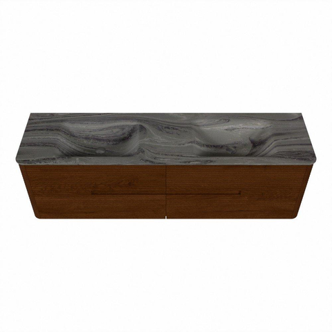 Mondiaz CIRO-DLUX Badkamermeubelset - 170x45x50cm - Solid surface wastafel Sombra - 2 wasbak Dubbel - 2 kraangaten - 4 lades - Ruby SW1531999