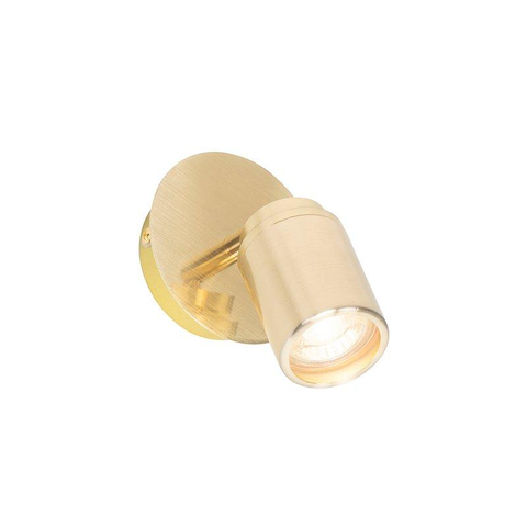 QAZQA Ducha Plafonnier de salle de bains - 10x10cm - 1 spot - IP44 - laiton (or) SW1187226