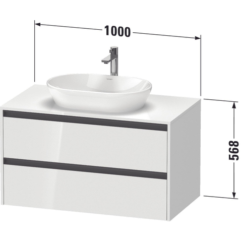 Duravit Ketho.2 Wastafelonderbouwkast - inclusief consoleplaat - met 2 laden - 100x55x56.8cm - met handgrepen antraciet - eiken terra mat SW773028