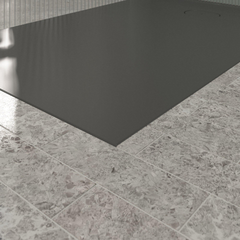 Villeroy & Boch Ecora douchebak - 140x90x3.5cm - afvoer korte zijde - anthracite (antraciet) SW1558901