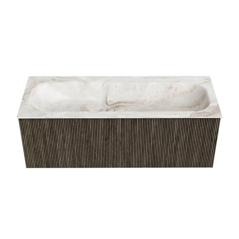 Mondiaz KURVE-DLUX Badkamermeubelset - 120x46x40cm - 1 lade - wastafel solid surface - midden - 1 kraangat - Shadow SW1414368