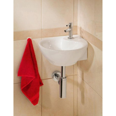 Wiesbaden Porta hoekfonteinset – 35x35x14.5 cm – keramiek wit – chromen kraan SW1288