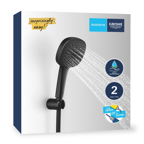 Grohe Vitalio Comfort QuickFix Handdoucheset - diameter 11cm - 2 straalsoorten - 7.4l/min - met slang - 175cm - matte black (mat zwart) SW1126812