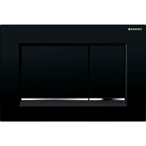 Geberit Sigma20 bedieningsplaat - 2-toets spoeling - rechthoekige knoppen - zwart/glans chroom/zwart - dualflush - glans zwart SW61801