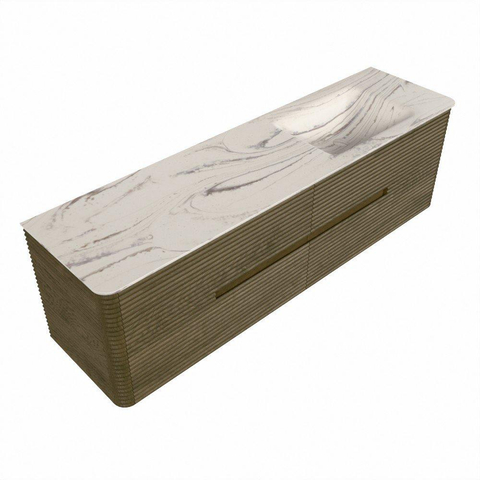 Mondiaz CIRO-DLUX Meuble de salle de bains - 170x45x50cm - Plan-vasque solid surface Nata - 1 cuve à droite - sans trous de robinetterie - 4 tiroirs - Dusk SW1533243