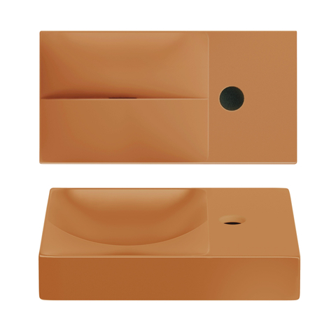 Clou Vale lave-mains - 38x19x7cm - rectangulaire - trou robinet droite - italien sable mat SW809550