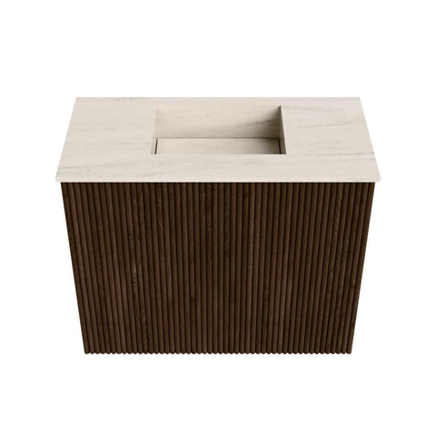 Mondiaz JOYA-DLUX Meuble de salle de bains 50cm - couleur Walnut - Vasque FAYE position Milieu Sans trou de robinet couleur Meli. SW1424384