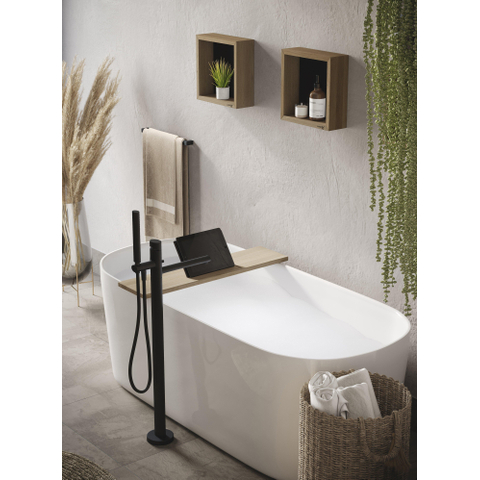 Looox Wood collection Boîte murale 60x30cm avec plaque arrière noir mat chêne noir mat SW73170