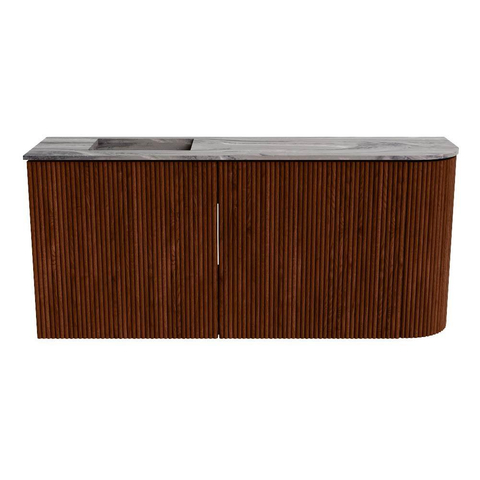 Mondiaz JOYA-DLUX 91.6cm toiletmeubel - ronding rechts kleur Ruby - Wastafel FAYE positie Links 1 kraangat kleur Sombra. SW1425710