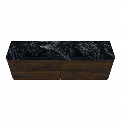 Mondiaz CIRO-DLUX Badkamermeubelset - 170x45x50cm - Solid surface wastafel Lava - 2 wasbak Dubbel - 2 kraangaten - 4 lades - Walnut SW1530196