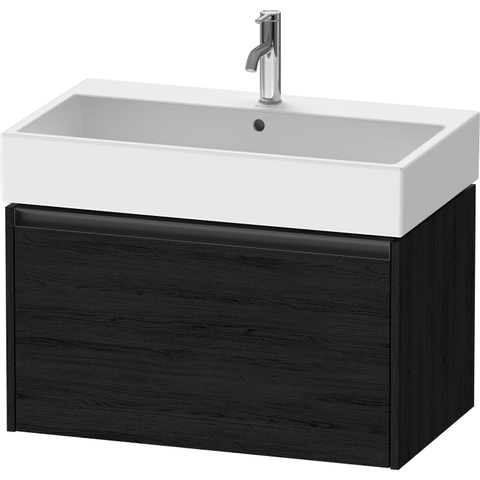 Duravit Ketho.2 Wastafelonderbouwkast - met 1 lade - 78.4x46x44cm - met greep antraciet - eiken zwart mat SW772862