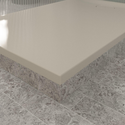 Villeroy & Boch Ecora douchebak - 140x90x3.5cm - afvoer korte zijde - almond (beige) SW1558911