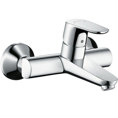 Hansgrohe Focus 1 greeps wastafelkraan - opbouw - wandmontage - zonder afvoer - hoogglans chroom GA47420