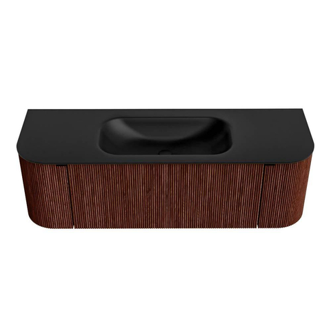 Mondiaz KURVE Ensemble de meuble de salle de bains - 140x46x40cm - 1 tiroir - 2 portes - lavabo solid surface - central - sans trou de robinet - Ruby SW1415420