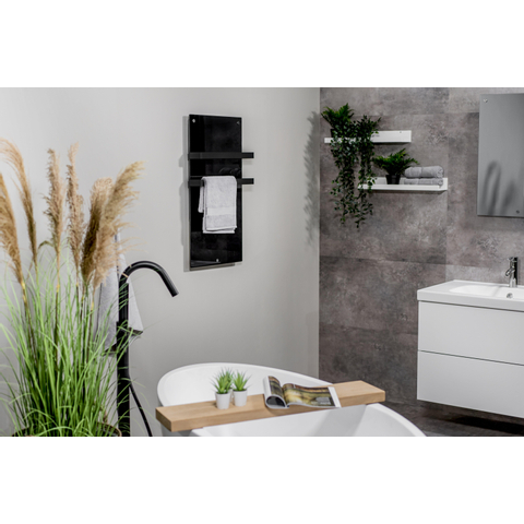Eurom Sani 400 Comfort Panneau infrarouge salle de bains 83.5x48.1cm Wifi 400watt Verre Noir SW481879