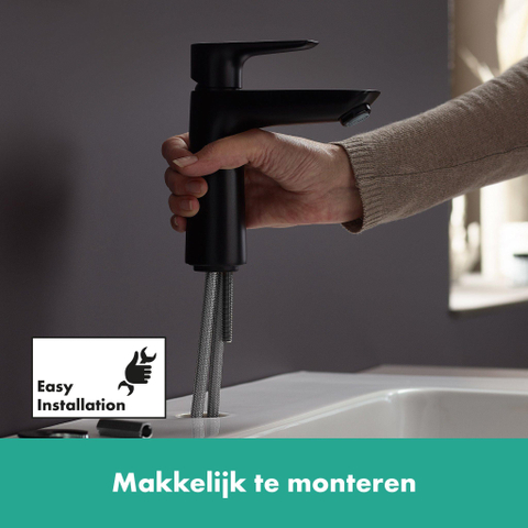 Hansgrohe Talis e Eengreeps wastafelmengkraan - 110 - coolstart - met PopUp - trekwaste - mat zwart SW297298