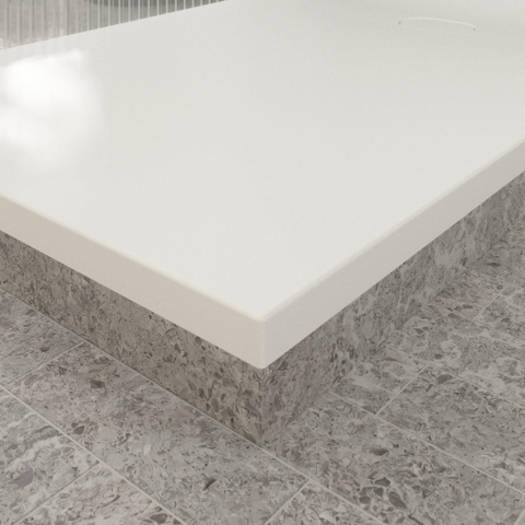Villeroy & Boch Ecora douchebak - 160x100x4.5cm - afvoer korte zijde - stone white (wit) SW1558962