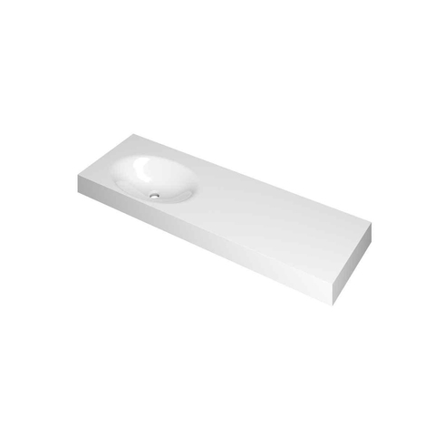 Ink Smooth wastafel - 140x45x9cm - wasbak links - zonder kraangat - glans wit SW798324