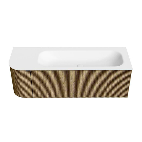 Mondiaz KURVE Badkamermeubelset - 135x46x40cm - 1 lade - 1 deur - wastafel solid surface - rechts - zonder kraangat - Dusk SW1414776