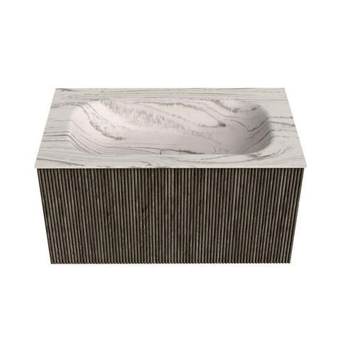 MONDIAZ KURVE-DLUX Meuble de salle de bains 80 cm couleur Shadow avec 1 tiroir et 0 porte. Lavabo BIG SMALL Central sans trou de robinet Nata. SW1432273