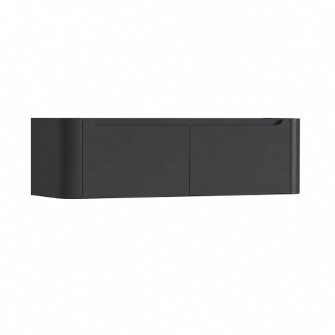 H&R badmeubelen Juice Meuble sous lavabo - 140x45x40cm - coins arrondis - 2 tiroirs - poignée intégrée - bleu foncé mat SW867570