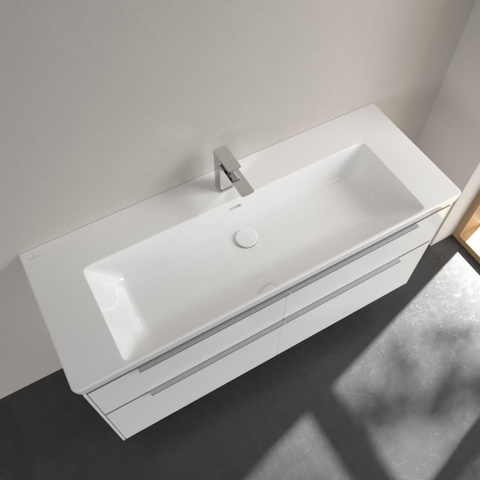 Villeroy & Boch Subway 3.0 meubelwastafel - 130x47x17cm Rechthoek - 1 kraangat - met overloopgat CeramicPlus - White Alpine (glans wit) SW702138