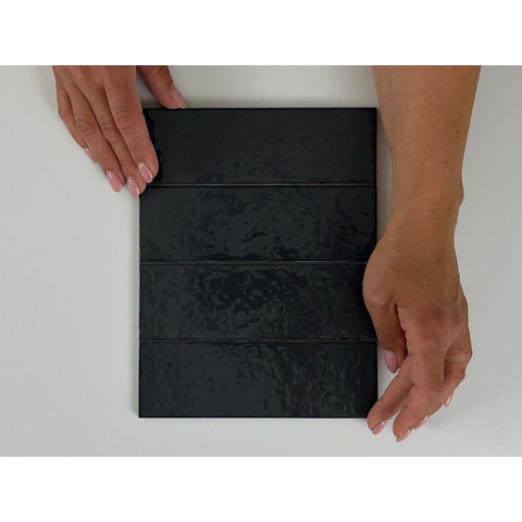 ÉCHANTILLON Terravito Nocino Carrelage mural - 6x18.6cm - Mercury brillant (anthracite) SW1221413